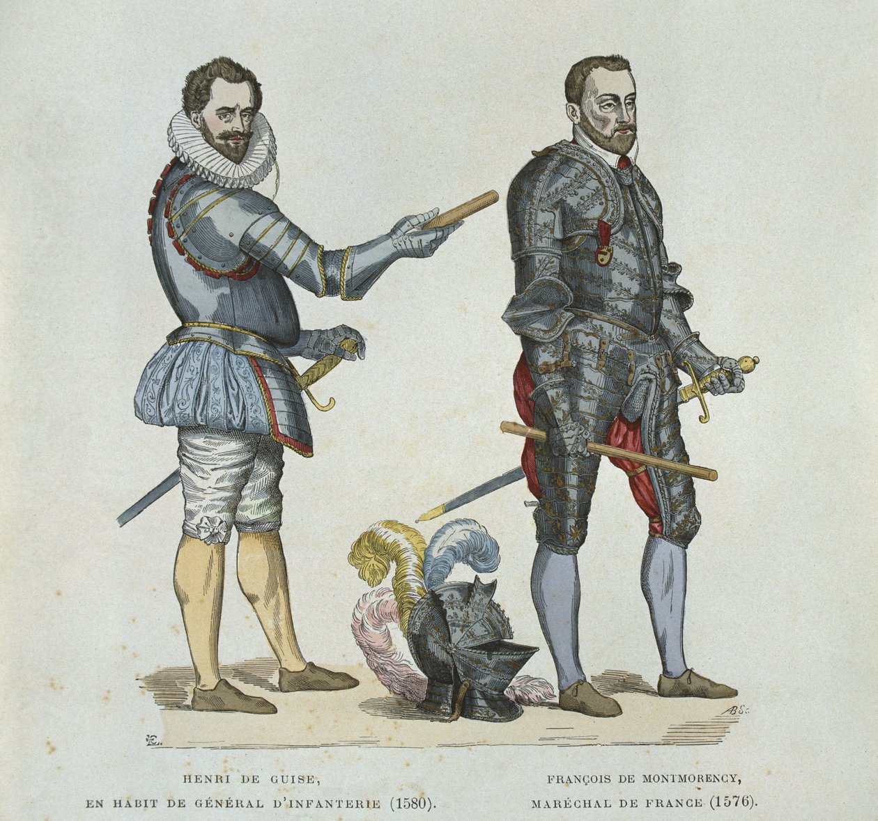 Henri av Guise (1549-88) og Francois de Montmorency (1530-79), fra en gravering fra tiden av French School