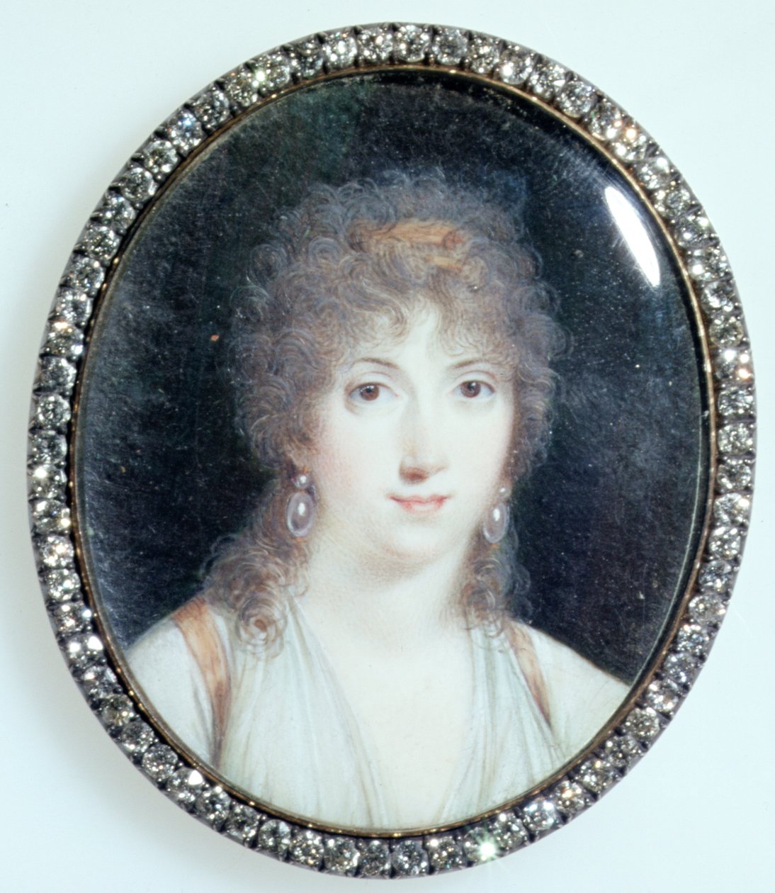 Henriette Lucy Dillon (1770-1853) Marquise de la Tour du Pin Gouvernet, ca. 1802 (wc på elfenben) av French School