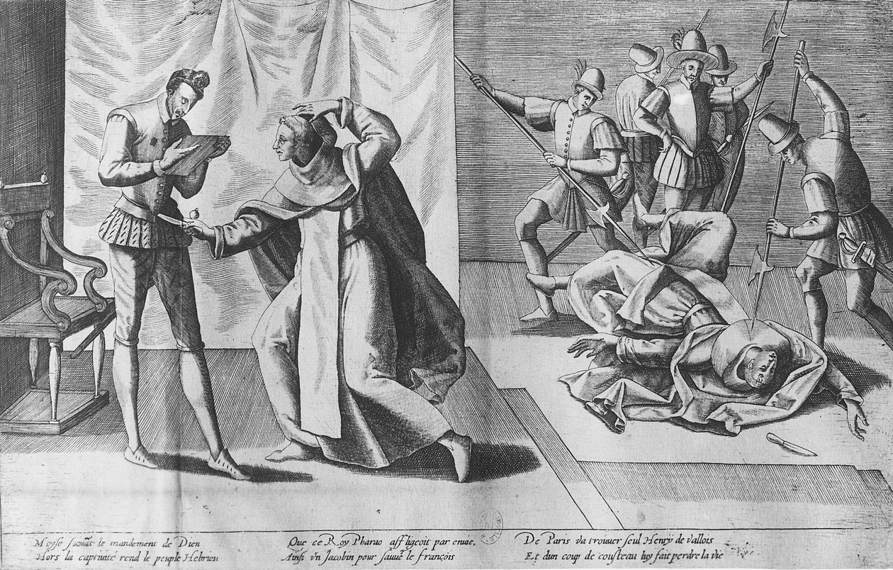 Henry III av Frankrike myrdet av Jacques Clement, 1. august 1589 av French School