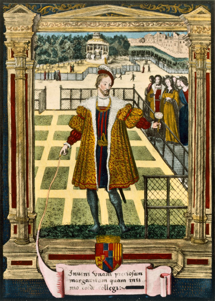 Henry dAlbret (1503-55), konge av Navarra som overrakte en Marguerite-blomst til Marguerite, søster av kong Francois I som han giftet seg med i 1527 av French School
