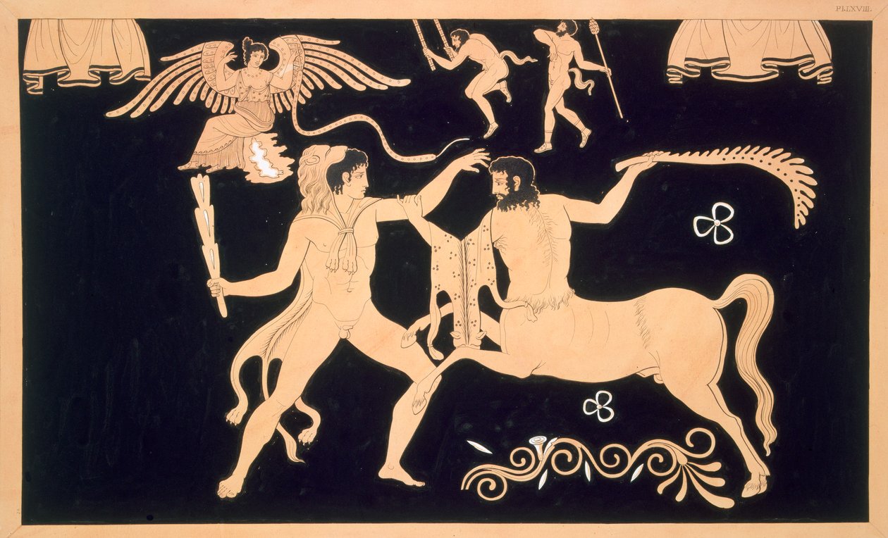 Hercules i kamp med kentauren Chiron, utgitt 1808-10 av French School