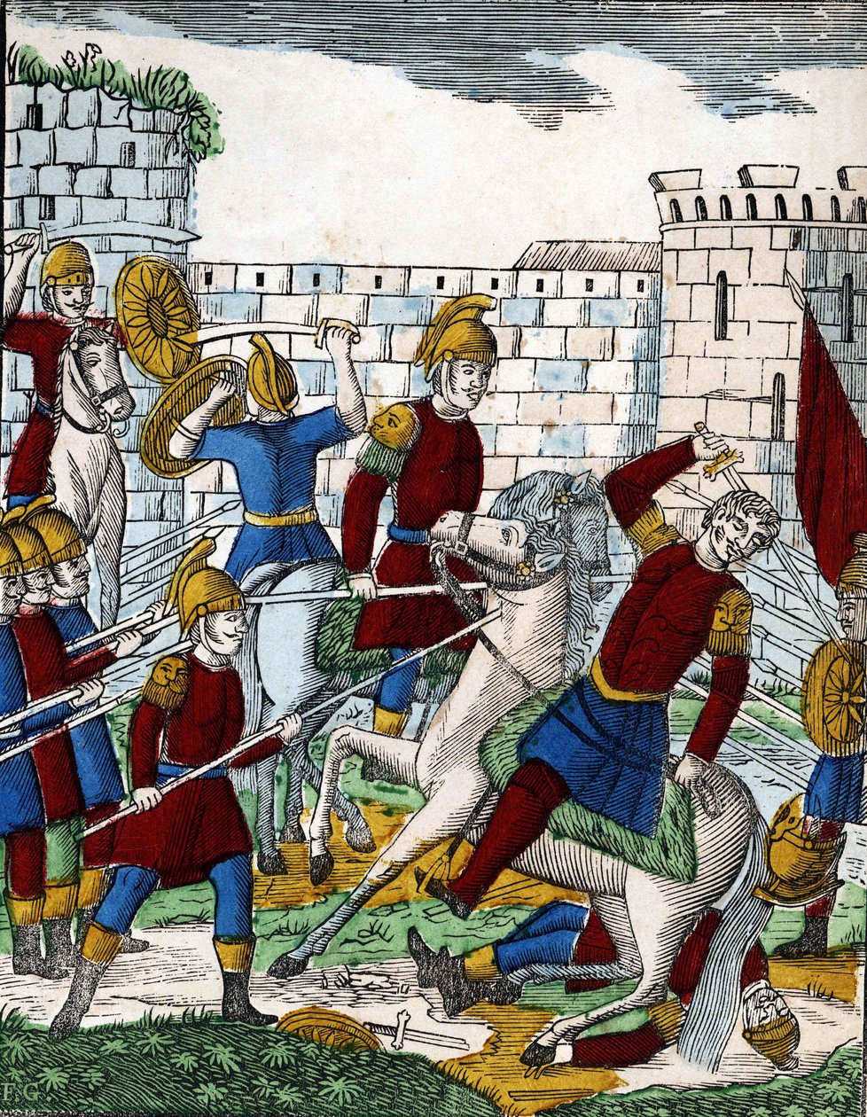 Historien om de fire sønnene Aymon; Forræderen Ganélon, i bakholdsangrep i Soissons-dalen, dreper hertugen av Beauves d