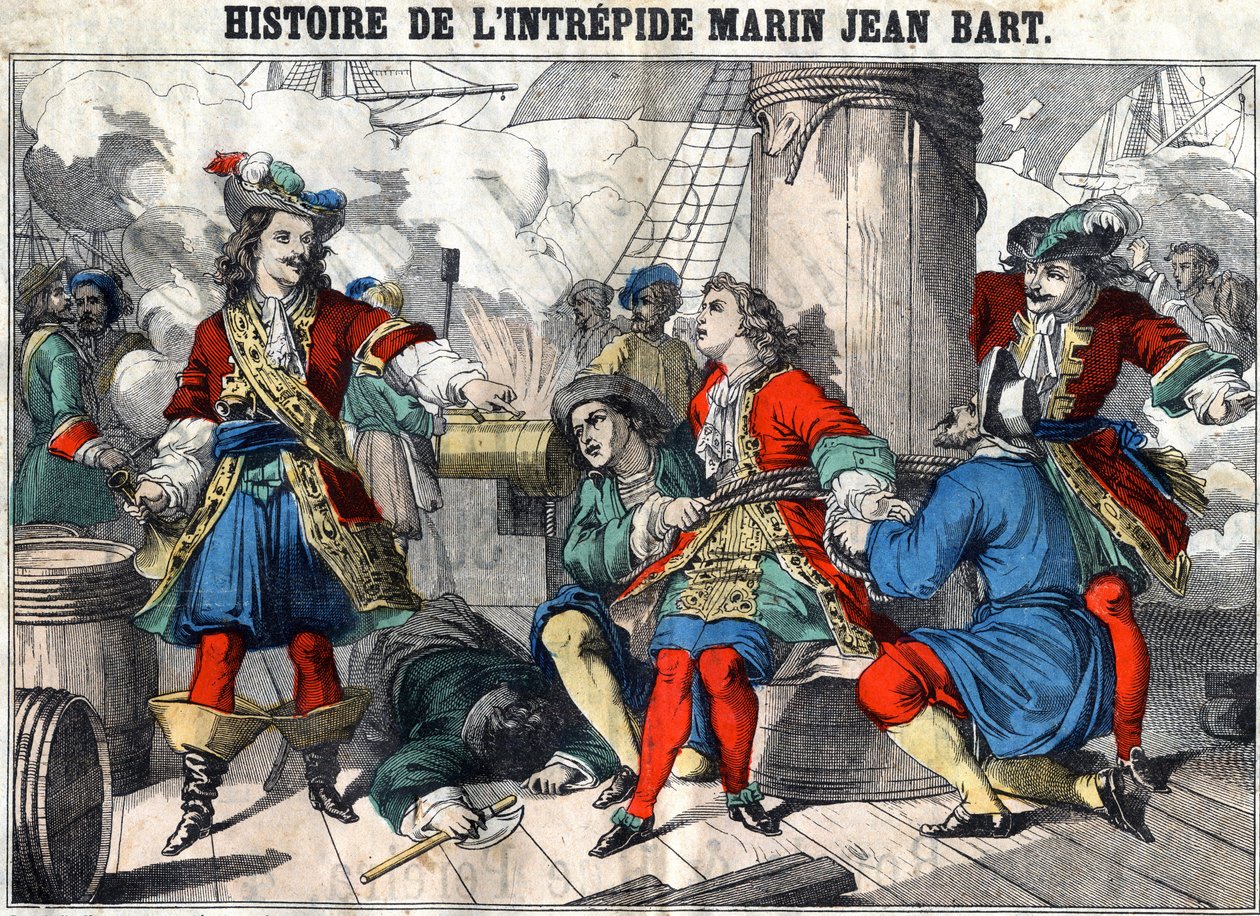 Historien om den uredde sjømannen Jean Bart Jean Bart (1650 - 1702), fransk kaper. Epinal avbildning fra slutten av 1800-tallet. av French School