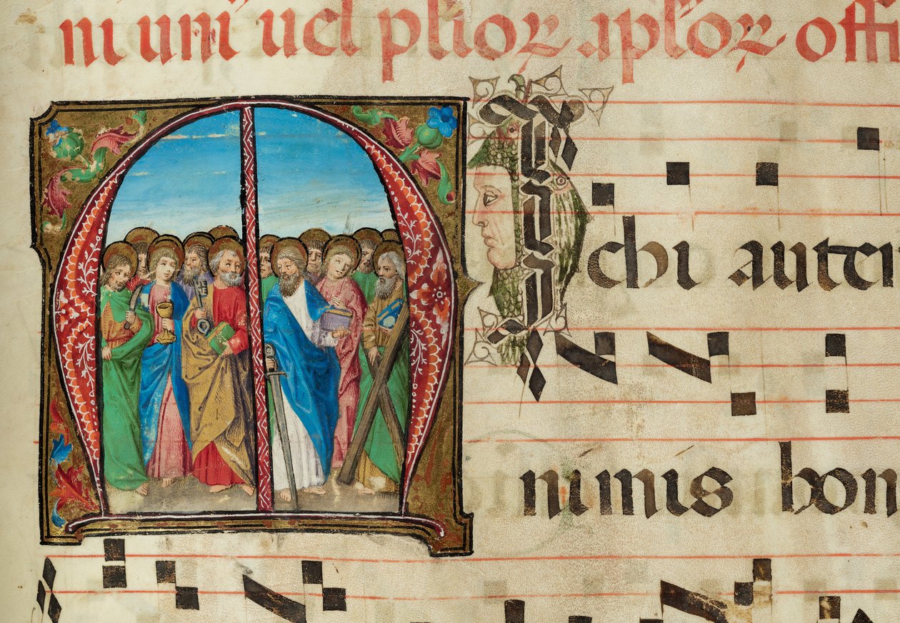Holy Apostles, Gradual, f.94 (blekk, tempera og bladgull på pergament) av French School