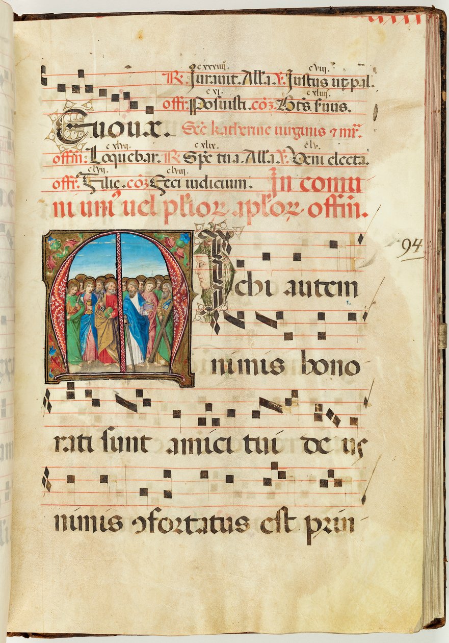 Holy Apostles, Gradual, f.94 (blekk, tempera og bladgull på pergament) av French School