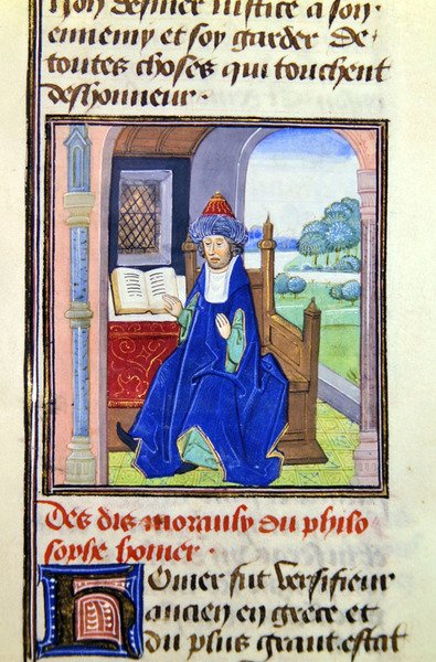 Homer, fra Histoire des Philosophes, slutten av 1400-tallet (vellum) av French School