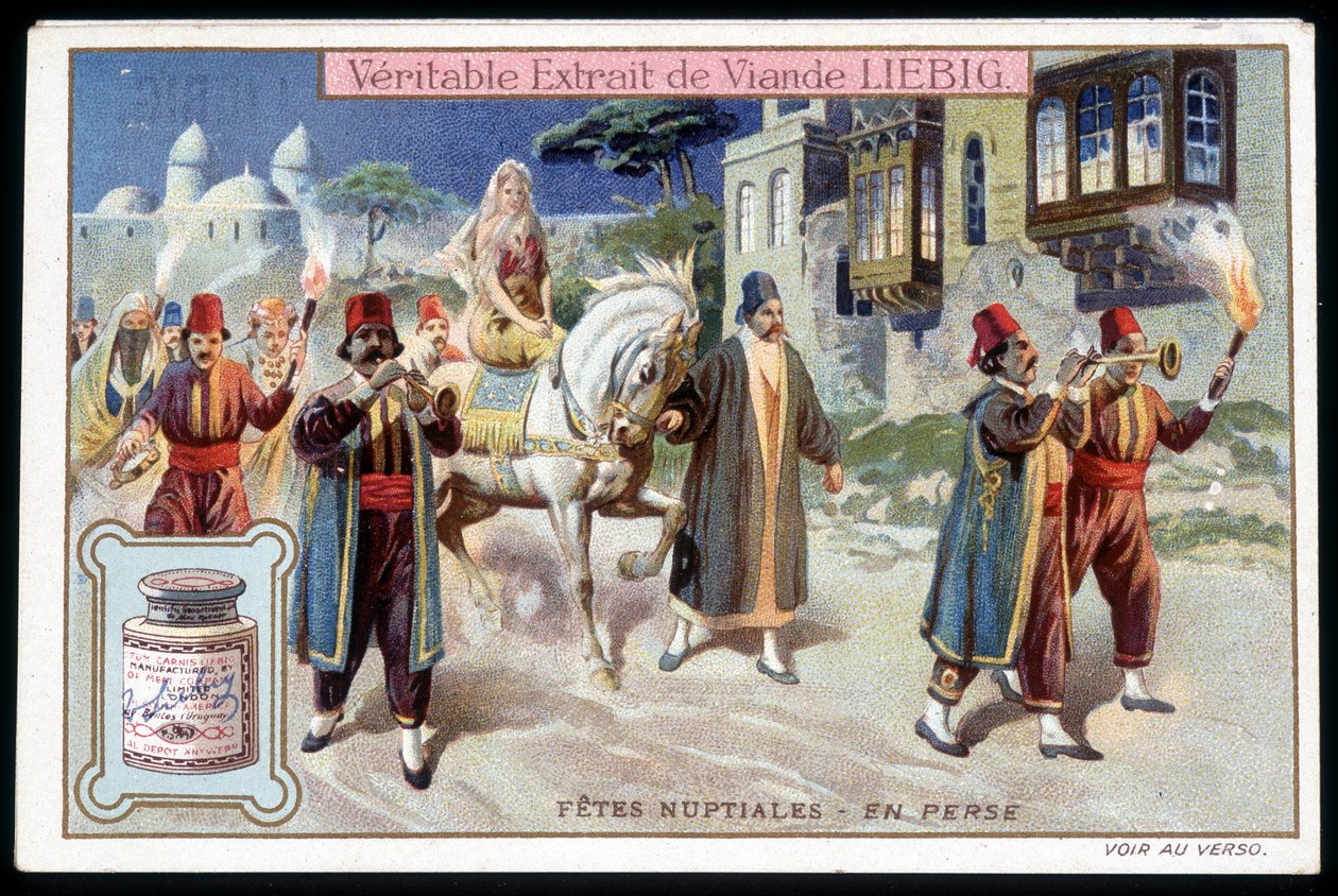 Bryllupsreise i Persia - chromo. Liebig, v. 1895 av French School