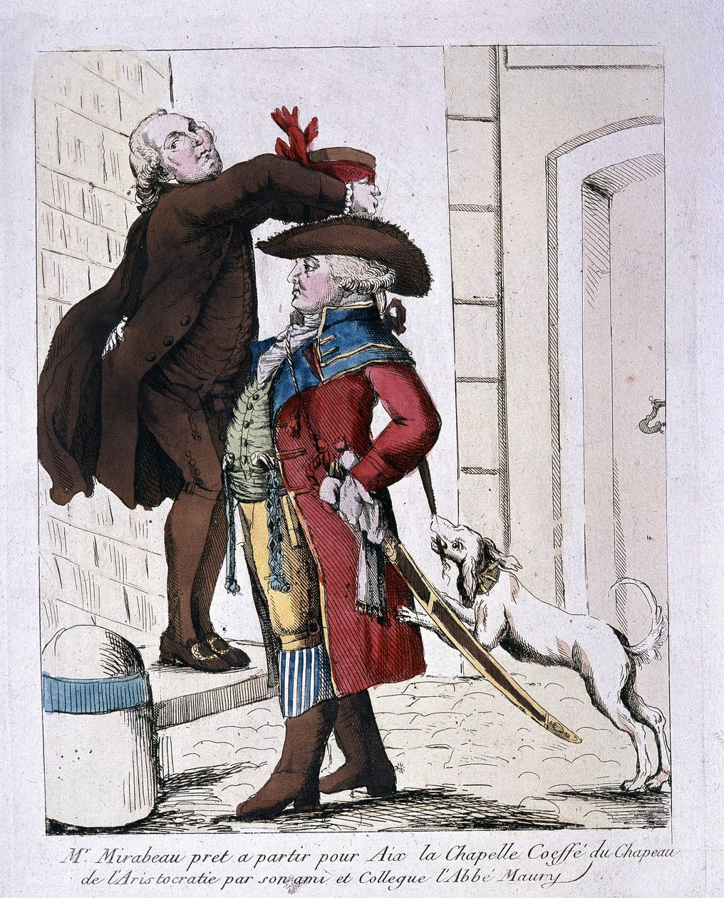 Honore Gabriel (Honore-Gabriel) Riqueti, greve av Mirabeau (1749-1791) iført aristokratiets hatt av Abbé Maury forbereder seg på å reise til Aachen, sent på 1700-tallet av French School