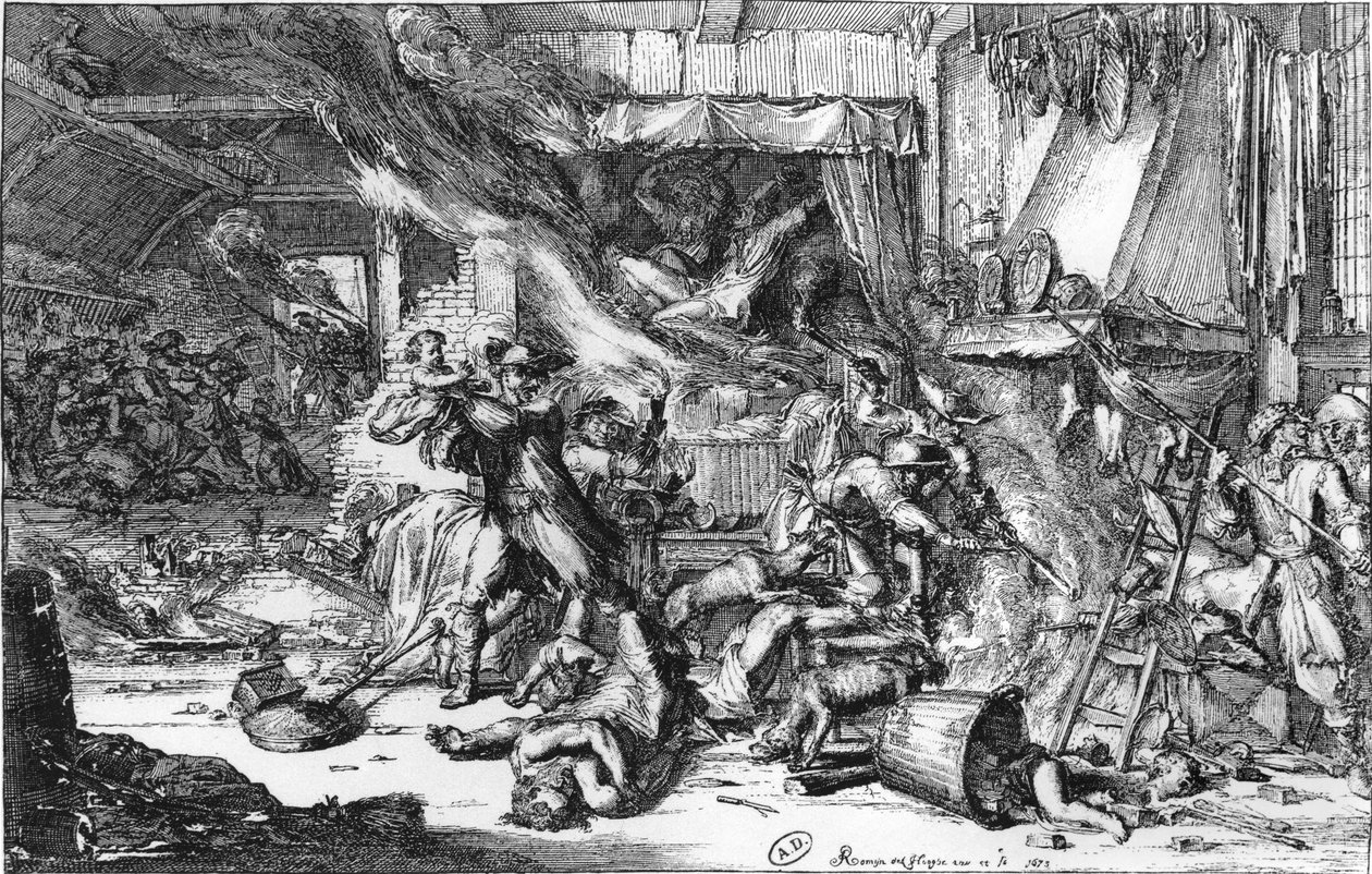 Skrekk påført av franskmennene i Holland, 1673 av French School
