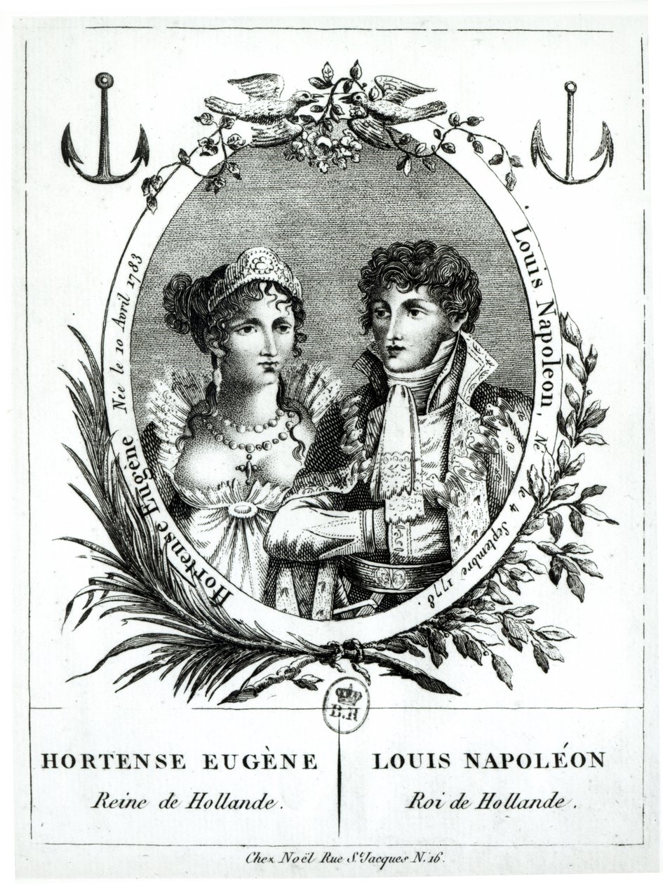 Hortense de Beauharnais (1783-1837) og Louis-Napoleon Bonaparte (1778-1846) av French School