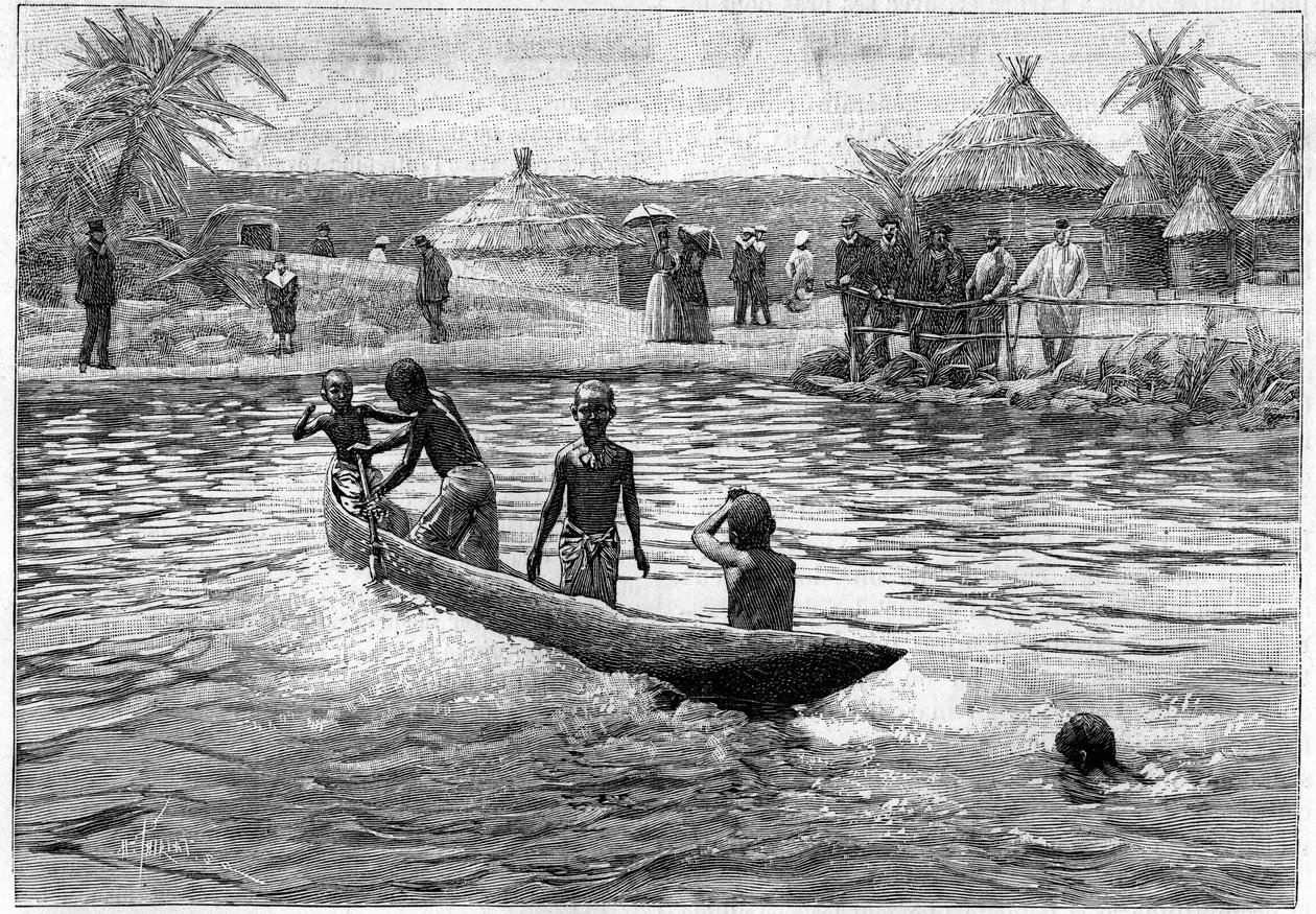 Human Zoo - ethnographic exhibition of West Africa at Champ de mars (Paris) av French School