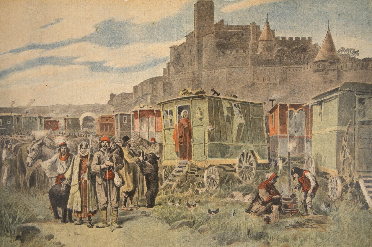 Ungarske sigøynere utenfor Carcassonne, illustrasjon fra Le Petit Journal: Supplement illustre, 18. desember 1898 av French School