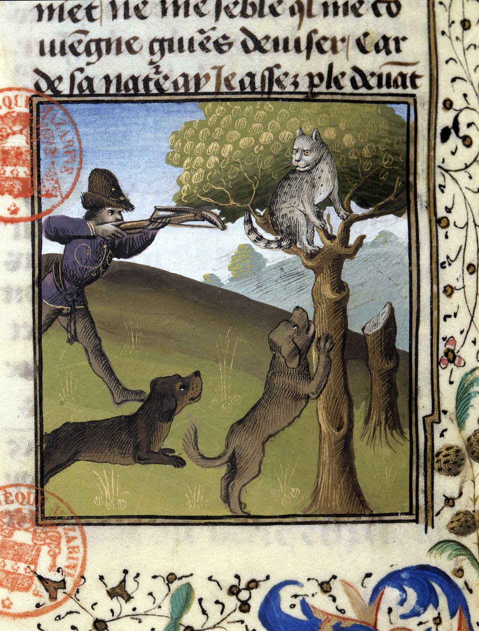 Jaktscene med gaupe - i "" Book of Hunting av Gaston Phoebus, greve av Foix, Lord of Béarn"" av French School
