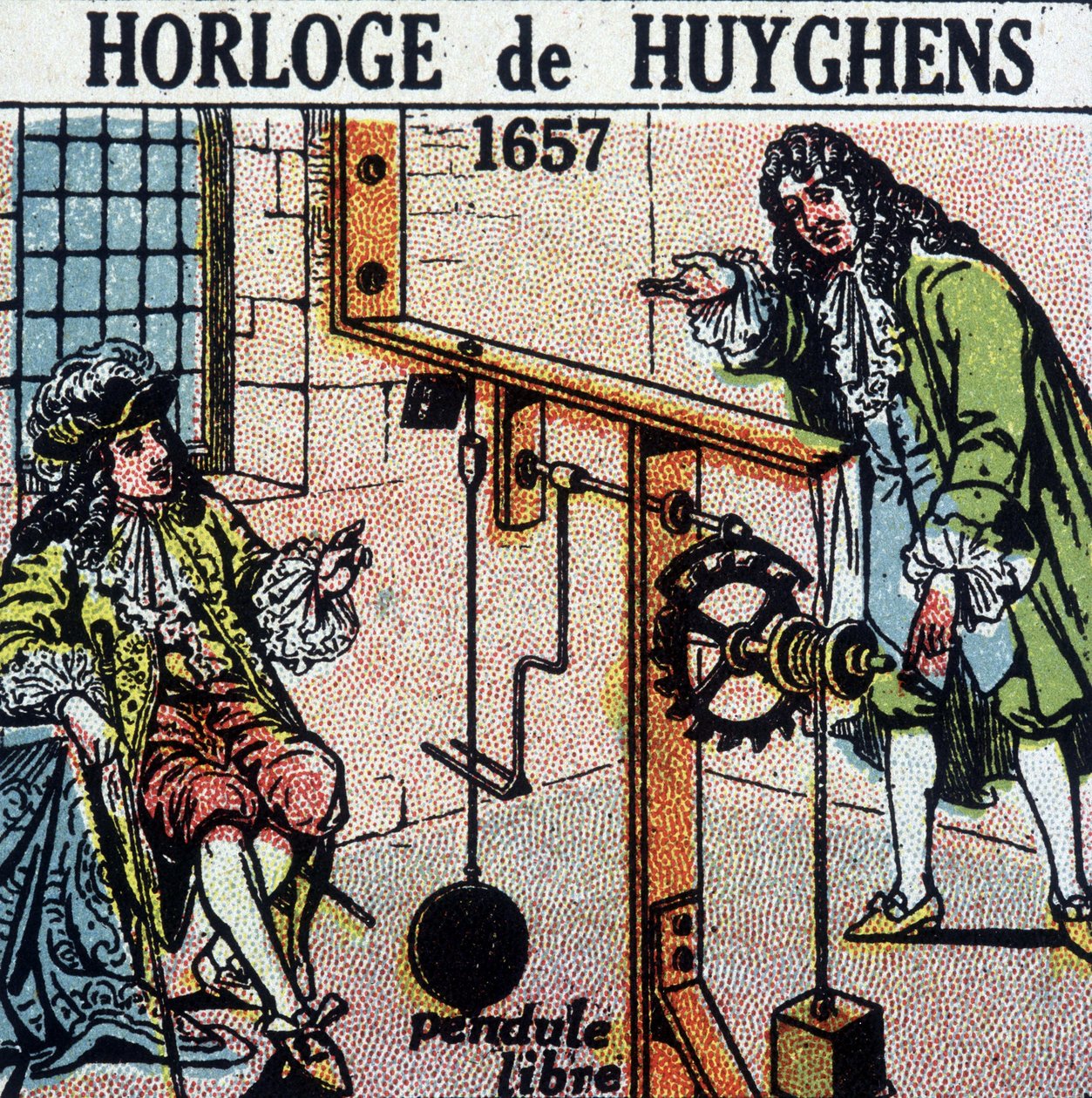 Huyghens klokke 1657 (fri pendel) - gravering, deb. Det 20. århundre av French School
