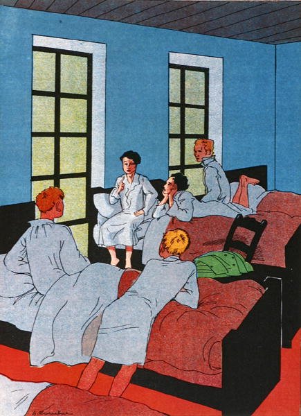 "Jeg tror jeg ganske enkelt fortalte, alvorlig, hva jeg hadde å fortelle" scene fra kapittel VII av "David Copperfield" kapittel VII, av Charles Dickens (1812-70) (farge litho) av French School