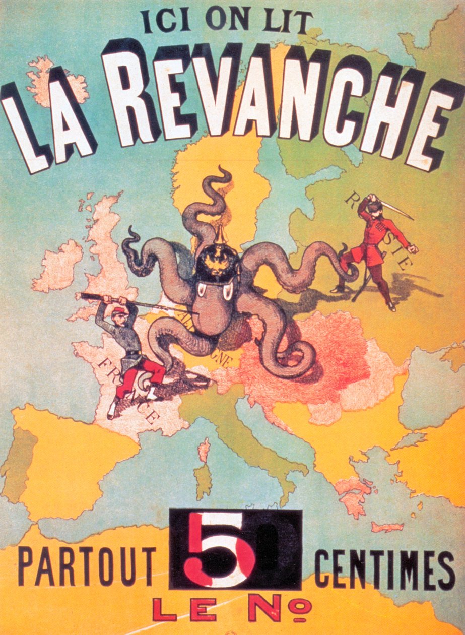 Her leser vi La Revanche overalt 5 centimes tallet, 1886 av French School