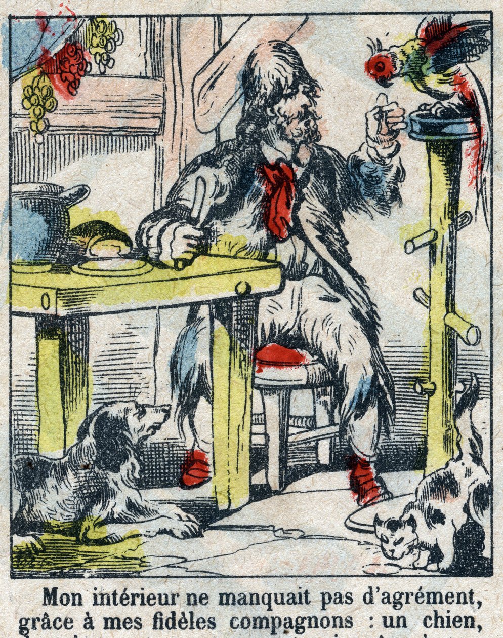 Illustrasjon For boken til Daniel Defoe (De foe) "" Robinson Crusoe"". Epinal avbildning fra slutten av 1800-tallet. av French School