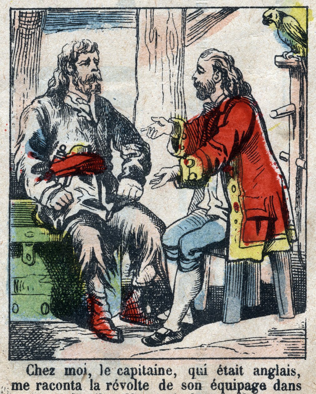 Illustrasjon For boken til Daniel Defoe (De foe) "" Robinson Crusoe"". Epinal avbildning fra slutten av 1800-tallet. av French School