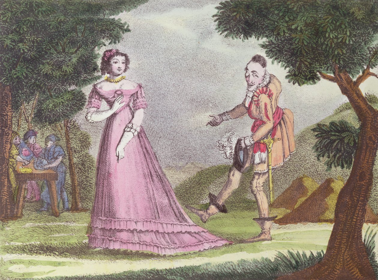 Illustrasjon for Riquet a la Houppe, eventyr av Charles Perrault (1628-1703), ca. 1820-30 av French School
