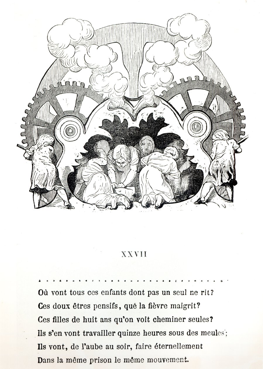 Illustrasjon til et dikt om barnearbeid av Victor Hugo (1802-85) ca. 1880, utgitt av Hetzel av French School