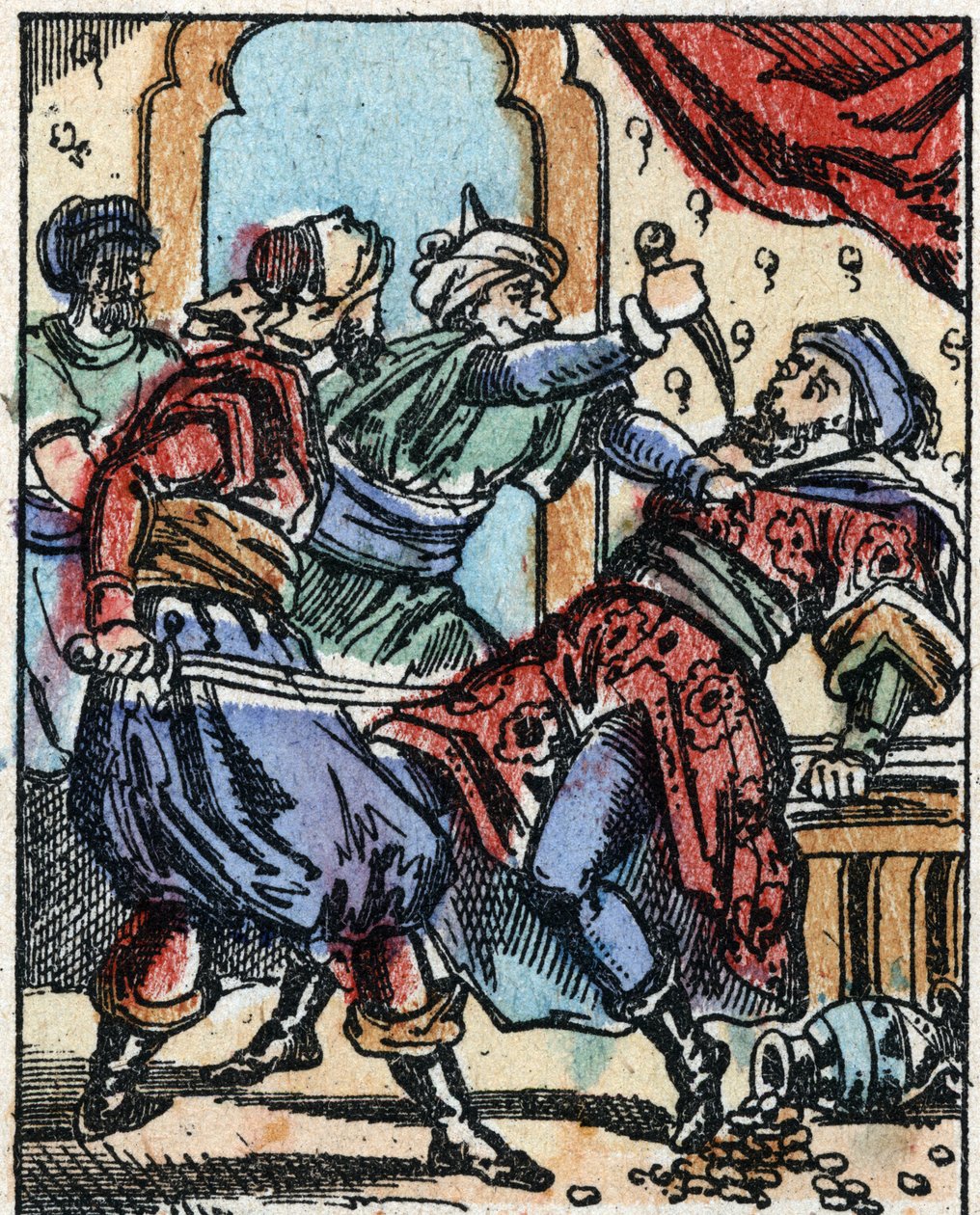Illustrasjon til fortellingene om de tusen og en natt. Ali-Baba (Ali Baba).Tregravering fra Imaging Pellerin - Epinal, sd. Sent på 1800-tallet. av French School