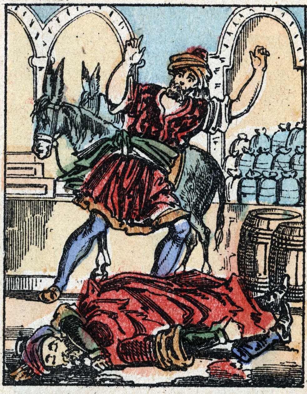 Illustrasjon til fortellingene om de tusen og en natt. Ali-Baba (Ali Baba).Tregravering fra Imaging Pellerin - Epinal, sd. Sent på 1800-tallet. av French School