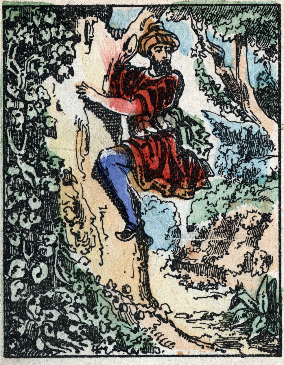 Illustration for the Tales of the Thousand and One Nights. Ali-Baba (Ali Baba).Wood engraving from Imaging Pellerin - Epinal, sd. Late 19th century. av French School