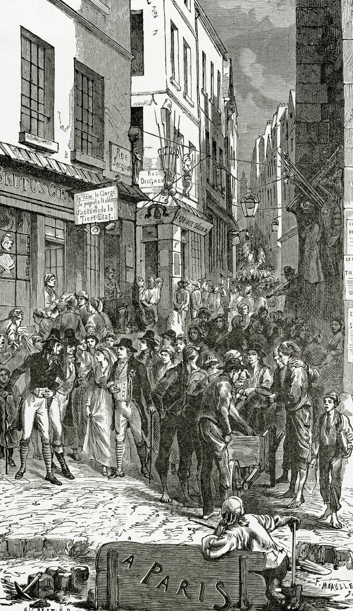 Illustrasjon fra Quatre Vingt Treize, 1800-tallet (bw gravering) av French School