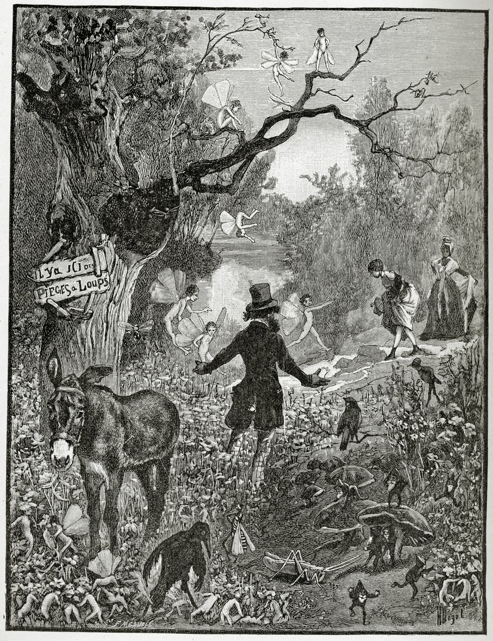 Illustrasjon fra Théâtre en liberté, 1800-tallet (bw-gravering) av French School