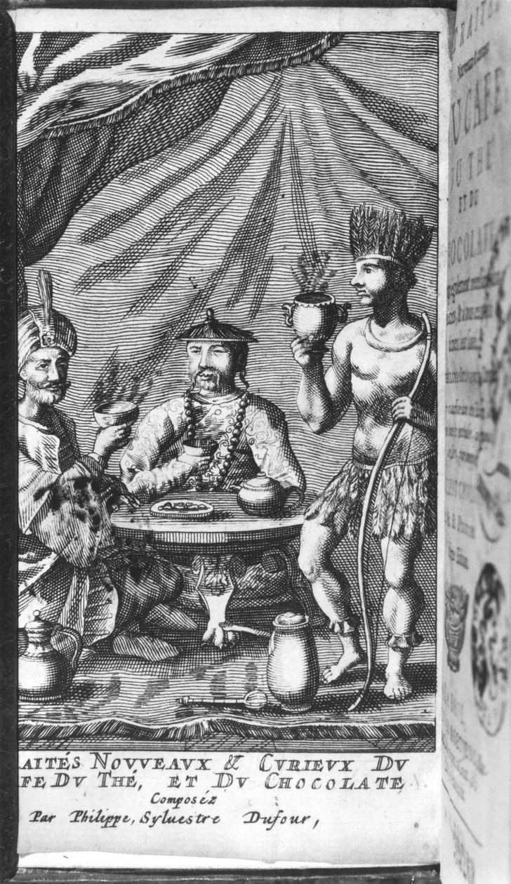 Illustrasjon fra New and Curious Treatise on Coffee, Tea and Chocolate av Philippe Sylvestre Dufour, La Haye, publisert 1693 av French School