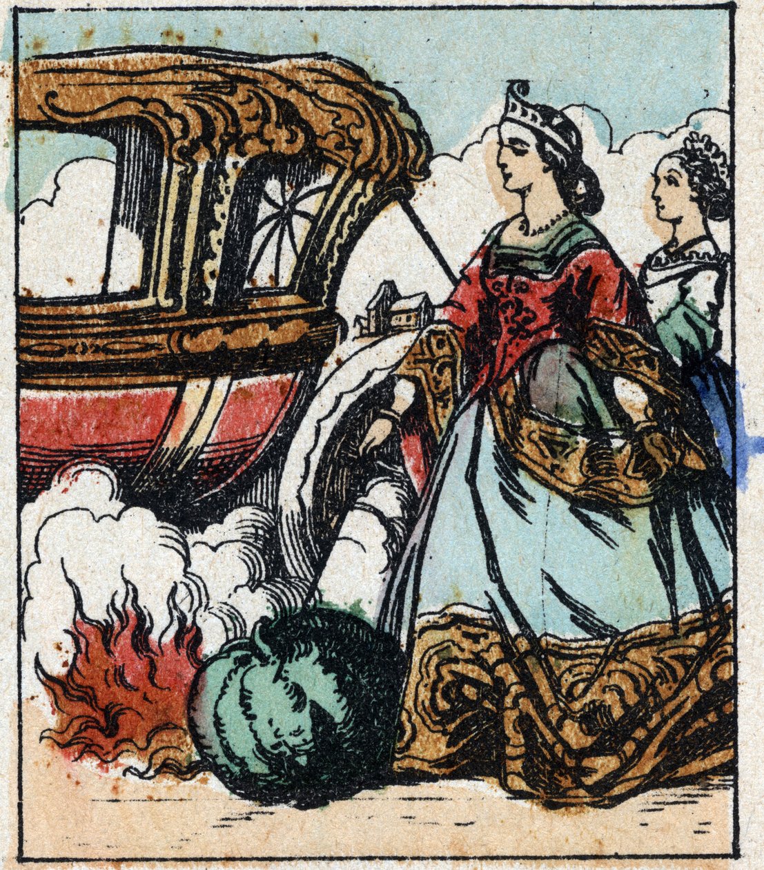 Illustrasjon av Charles Perraults fortelling "Askepott eller den lille glasstøffelen". Tregravering av Imaging Pellerin - Epinal, sd. Sent på 1800-tallet. av French School