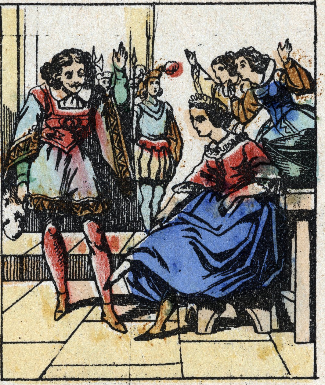 Illustrasjon av Charles Perraults fortelling "Askepott eller den lille glasstøffelen". Tregravering av Imaging Pellerin - Epinal, sd. Sent på 1800-tallet. av French School