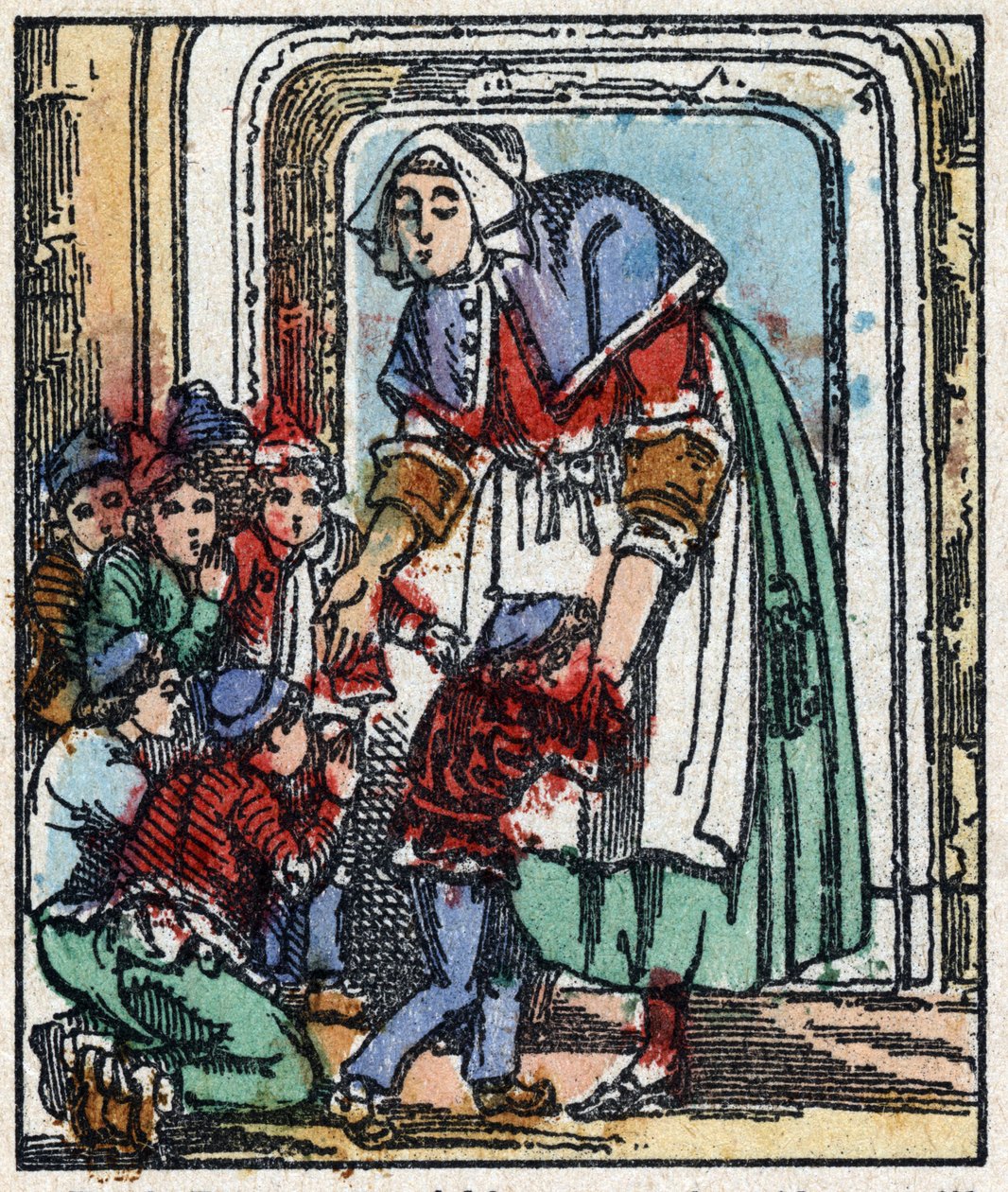 Illustrasjon av "" Le petit poucet ""-historien av Charles Perrault. Tregravering av Imaging Pellerin - Epinal, sd. Sent på 1800-tallet. av French School