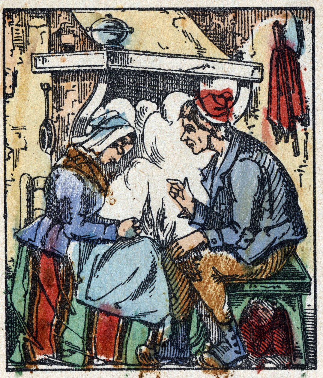 Illustrasjon av "" Le petit poucet ""-historien av Charles Perrault. Tregravering av Imaging Pellerin - Epinal, sd. Sent på 1800-tallet. av French School