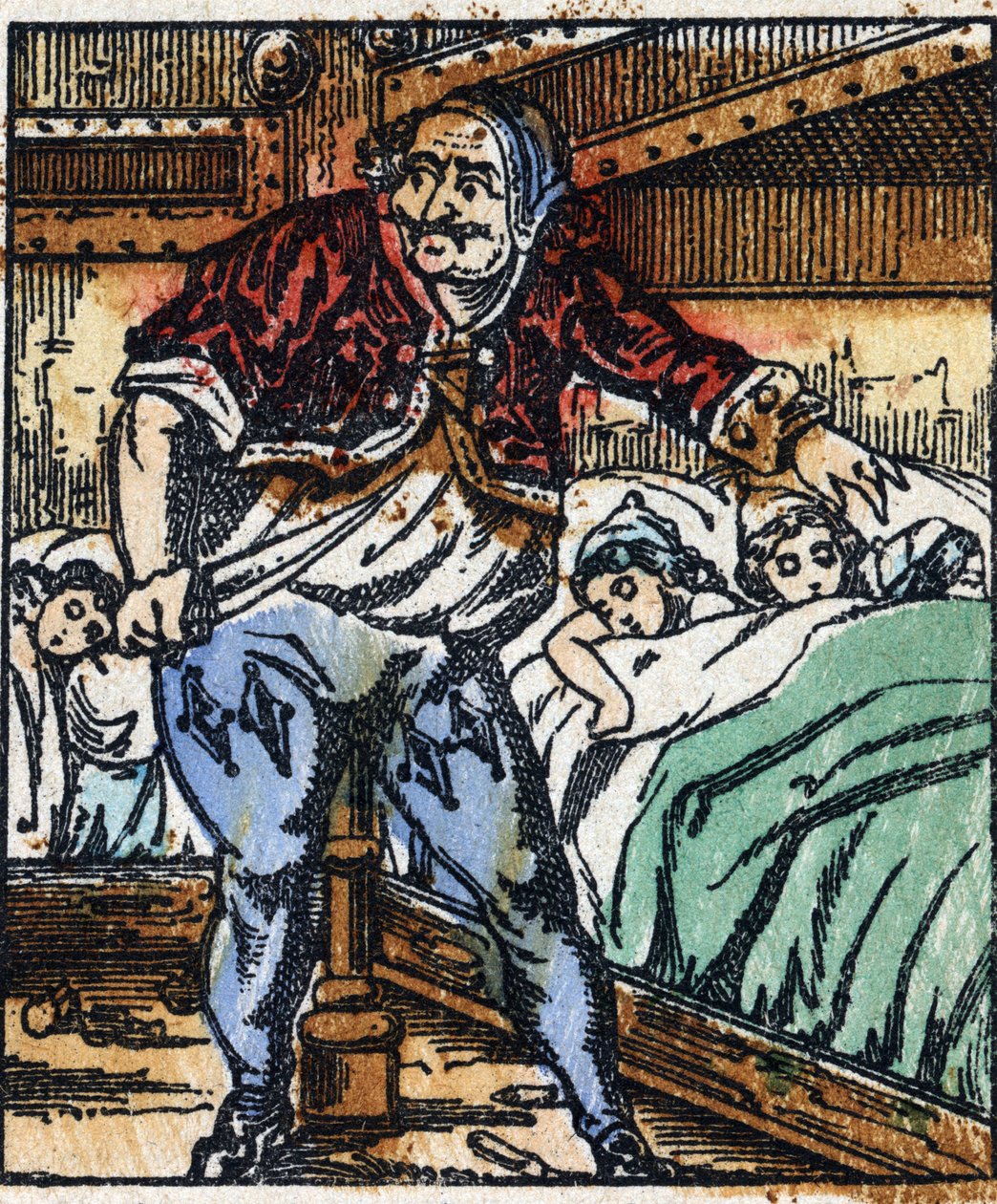 Illustrasjon av "" Le petit poucet ""-historien av Charles Perrault. Tregravering av Imaging Pellerin - Epinal, sd. Sent på 1800-tallet. av French School