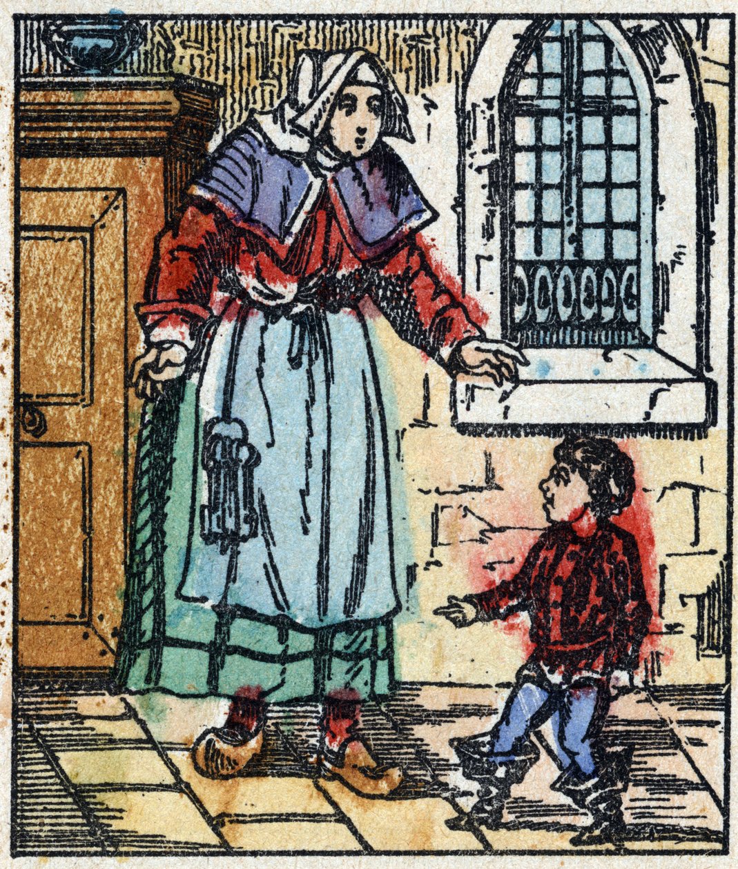 Illustrasjon av "" Le petit poucet ""-historien av Charles Perrault. Tregravering av Imaging Pellerin - Epinal, sd. Sent på 1800-tallet. av French School