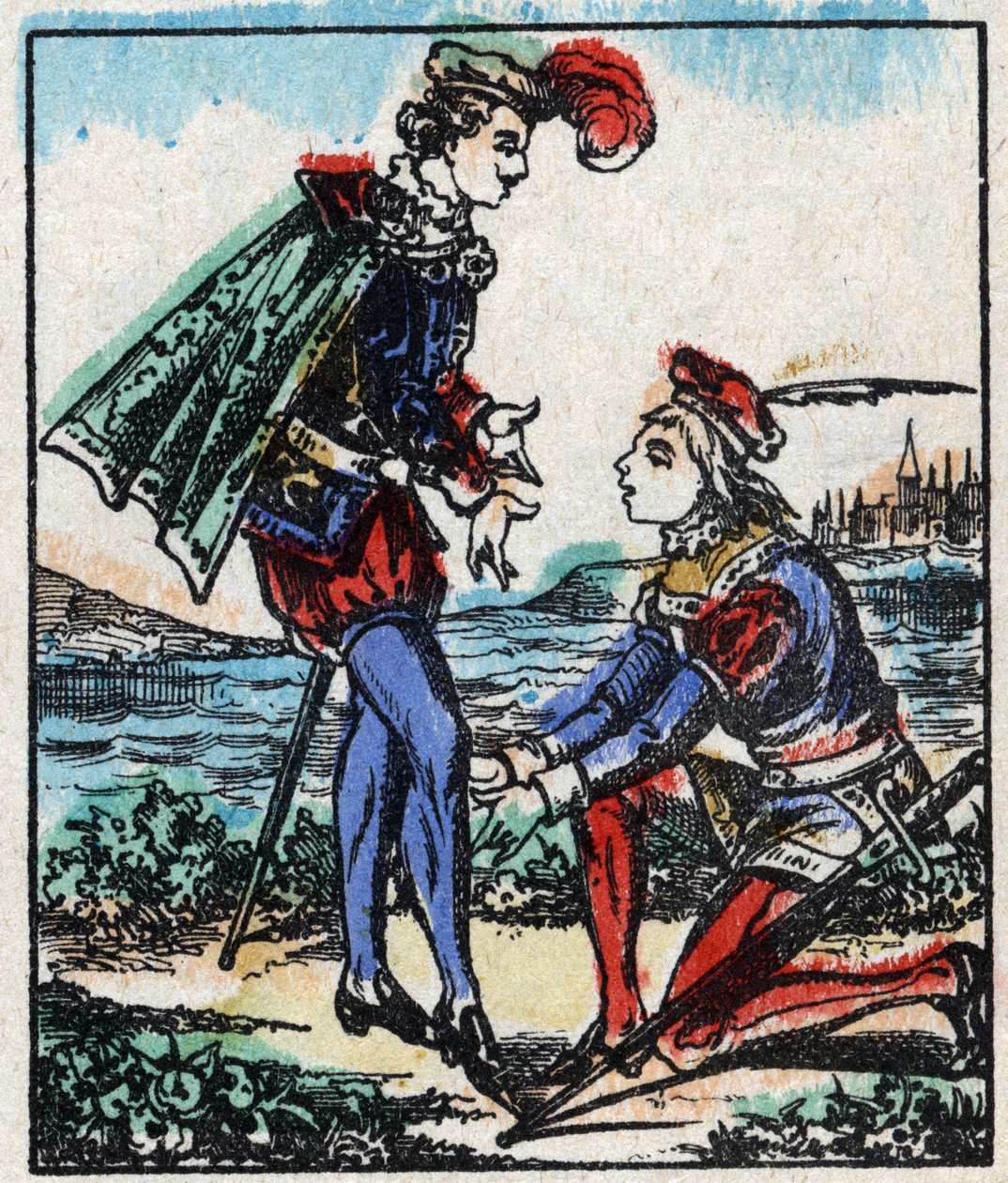 Illustrasjon av eventyret «The Adventures of Grand Flandrin»» Tregravering fra Imaging Pellerin - Epinal, sd. Sent på 1800-tallet. av French School