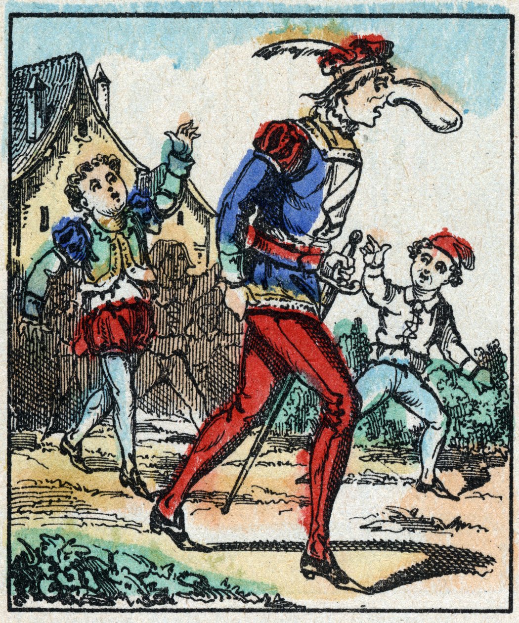 Illustrasjon av fortellingen «The Adventures of Grand Flandrin»» Tregravering fra Imaging Pellerin - Epinal, sd. Sent på 1800-tallet. av French School