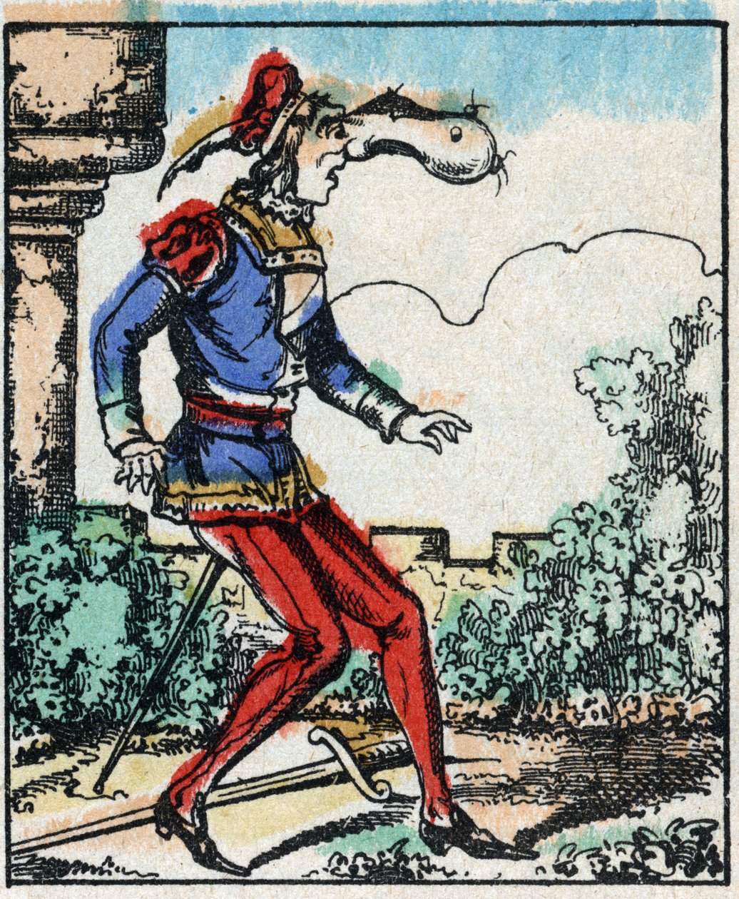Illustration of the tale “The Adventures of Grand Flandrin”” Wood engraving from Imaging Pellerin - Epinal, sd. Late 19th century. av French School