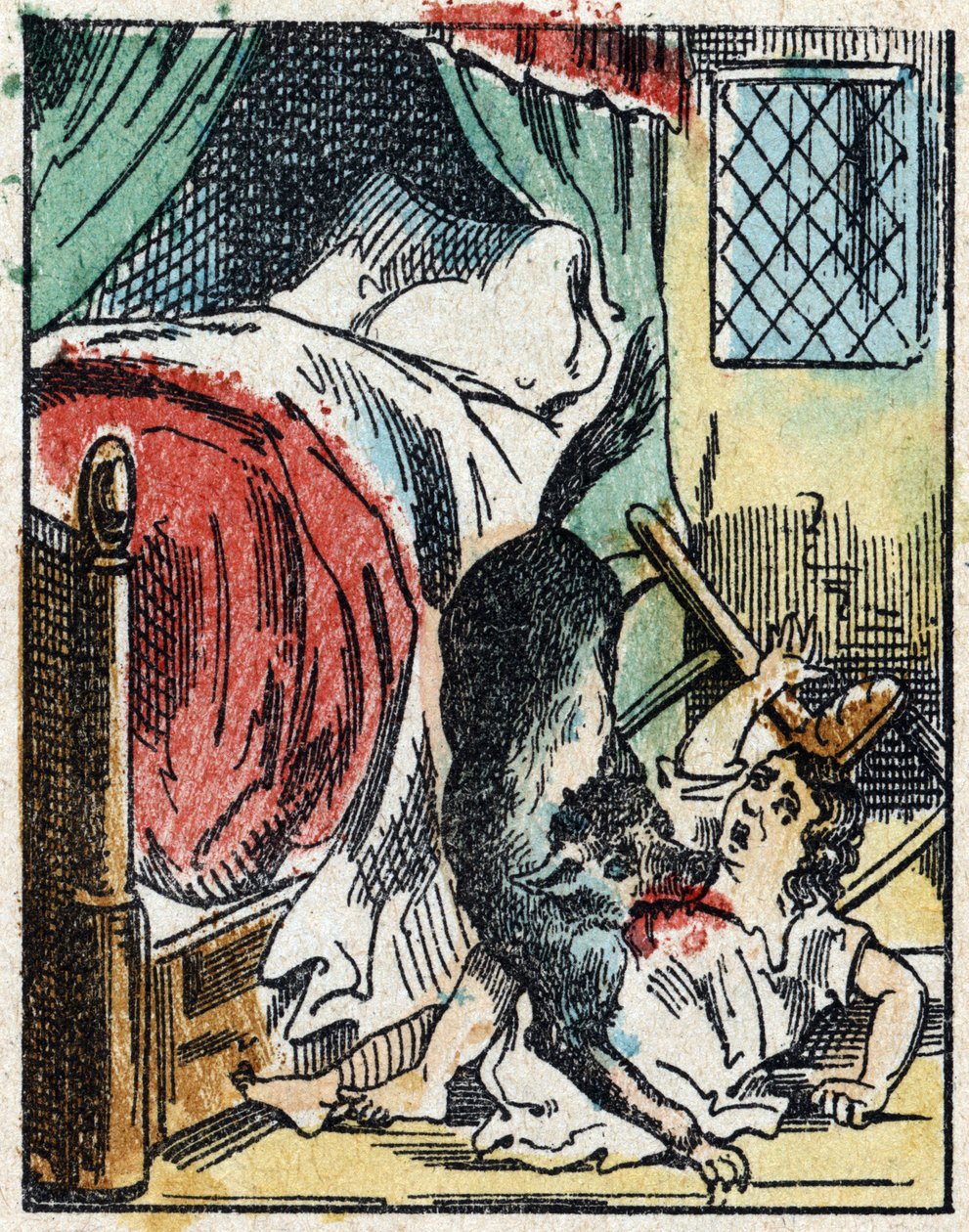 Illustration of the tale “The Little Red Riding Hood”” by Charles Perrault. Wood engraving from Imaging Pellerin - Epinal, sd. Late 19th century. av French School