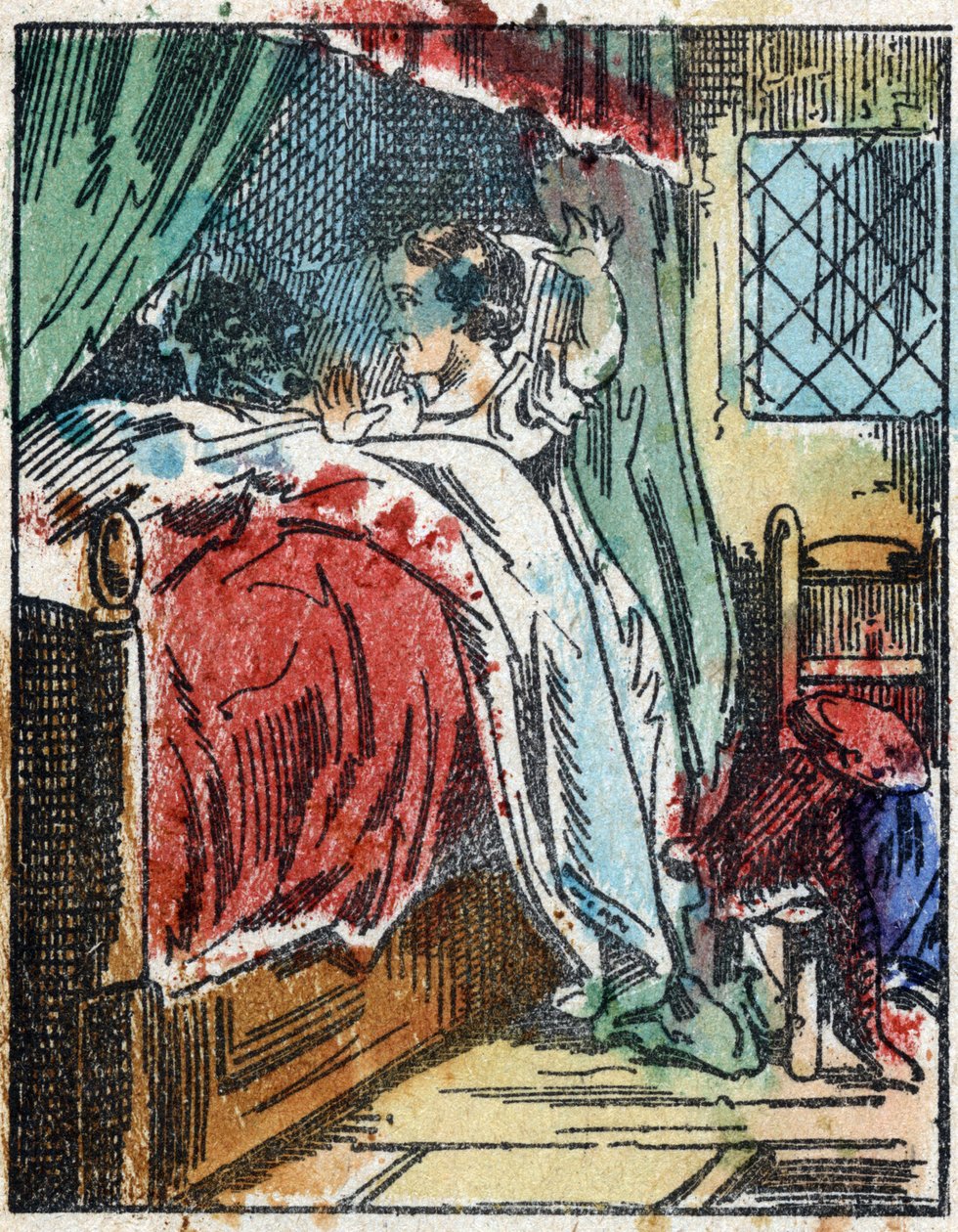 Illustration of the tale “The Little Red Riding Hood”” by Charles Perrault. Wood engraving from Imaging Pellerin - Epinal, sd. Late 19th century. av French School