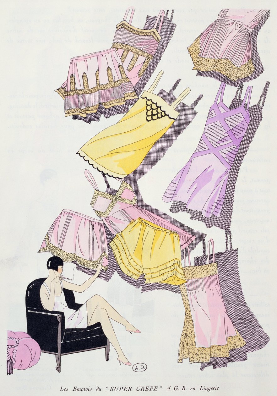 Illustrasjoner av undertøy fra motemagasinet Art, Gout, Beaute, juli 1926 av French School