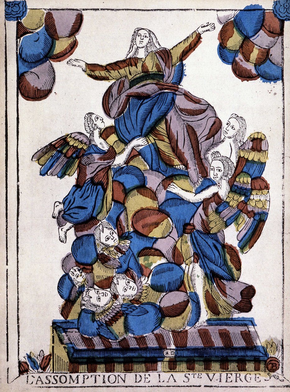 Bilde av Epinal: Assumption of the Virgin, ca. 1820, "" Det populære bildet"" av Pierre Louis Duchartre og René Saubrier, Librairie de France av French School