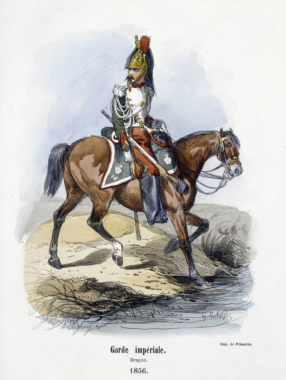 Imperial Guard: Dragon i 1856 - i "" History of the Army"" av A. Barbier av French School