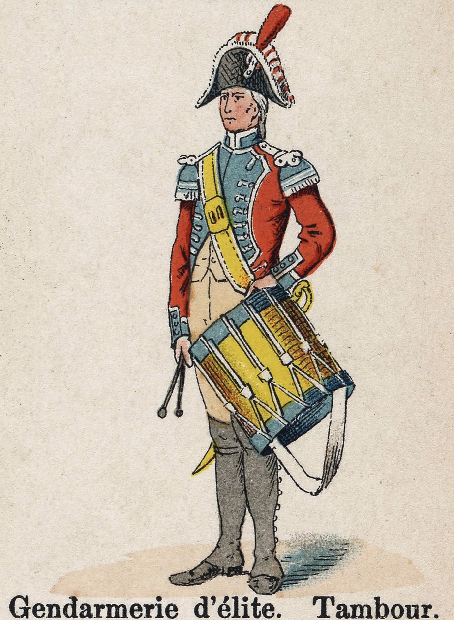 Imperial Guard Napoleon I: Elite Gendarmerie - Tromme. Tallerken fra boken Les Uniforms de l