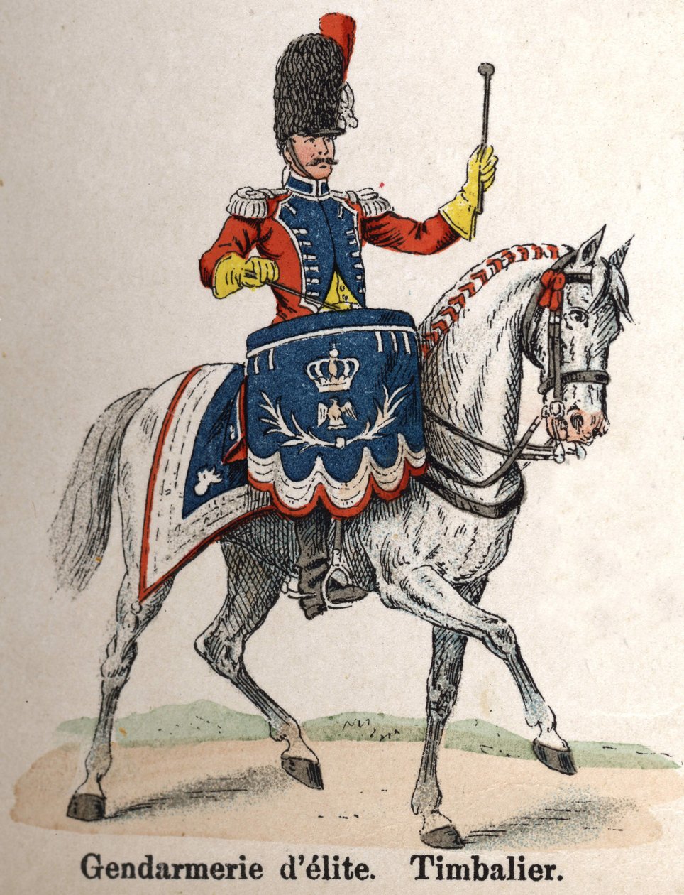 Imperial Guard Napoleon I: Elite Gendarmerie - Timbalier. Tallerken fra boken Les Uniforms de l