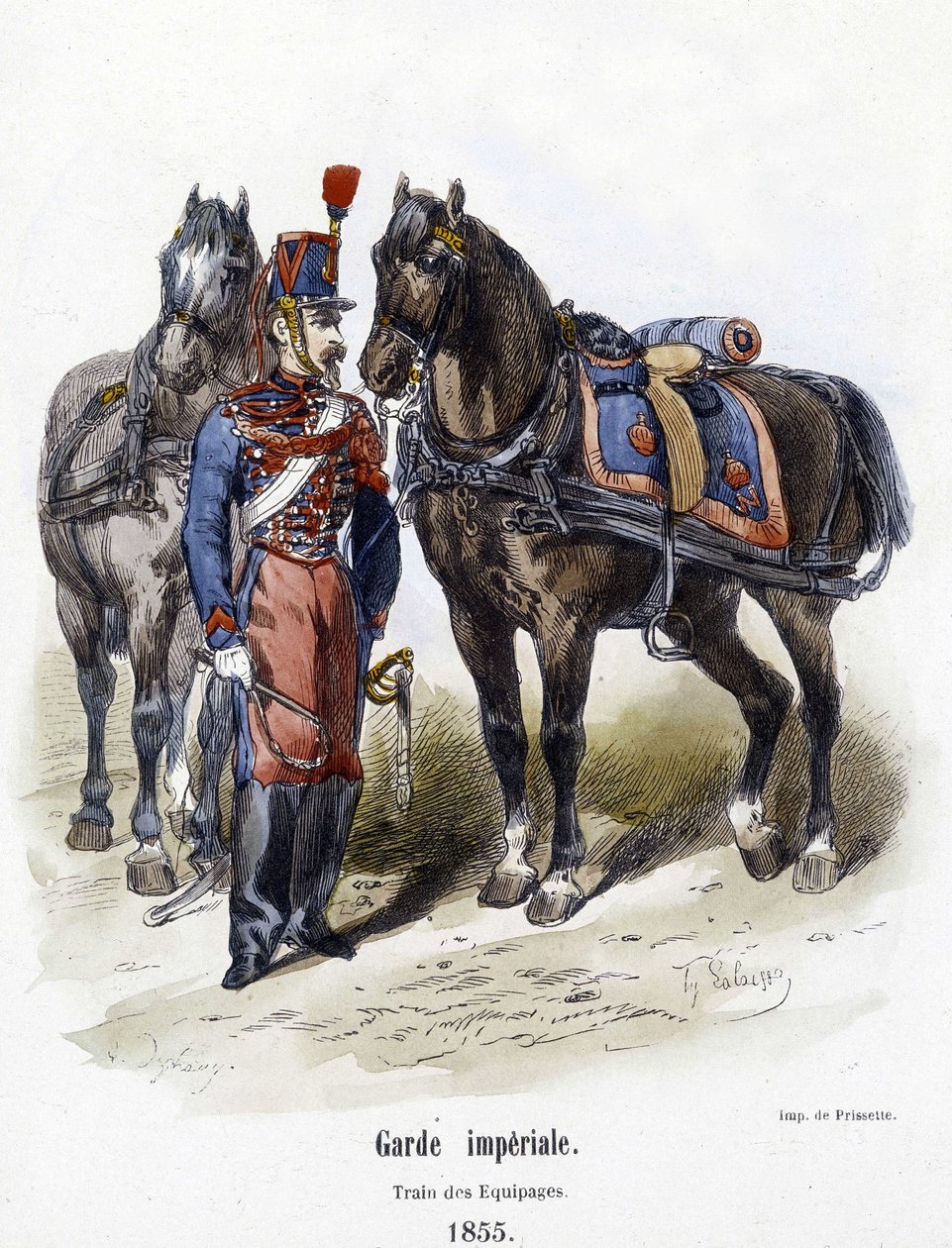 Imperial Guard: tog av mannskaper i 1855 - i "" Histoire de l'Armee"" av A. Barbier av French School