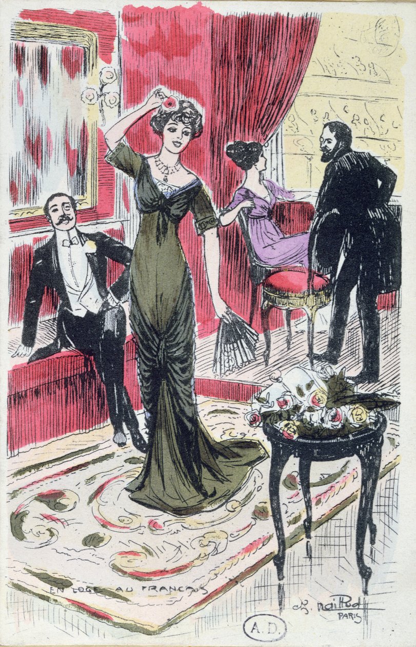 I foajeen på Teateret, postkort 1910 av French School