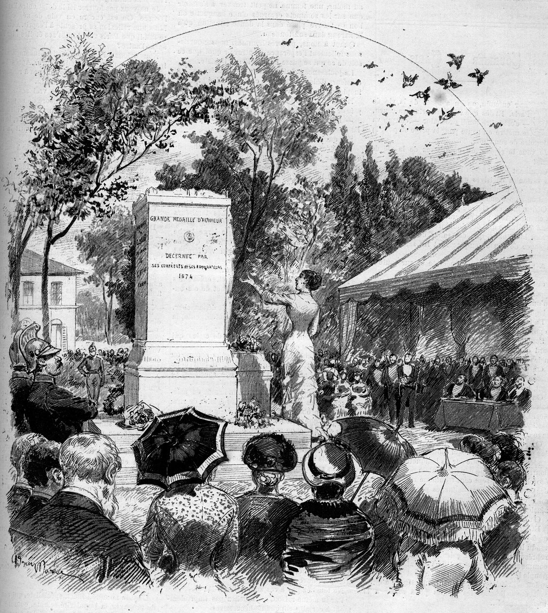 Inauguration of the monument dedicated to the painter Jean Baptiste Camille Corot (1796-1875) in Ville d