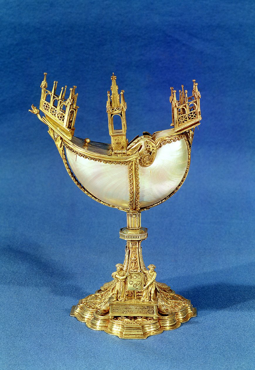Røkelsesholder i form av en båt, fra Treasure of Chartres (gull og perlemor) av French School